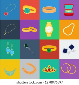 Jewelry and accessories cartoon icons in set collection for design.Decoration vector symbol stock web illustration.