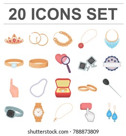 Jewelry and accessories cartoon icons in set collection for design.Decoration vector symbol stock web illustration.