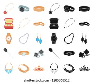 Jewelry and accessories cartoon,black icons in set collection for design.Decoration vector symbol stock web illustration.