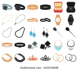 Jewelry and accessories cartoon,black icons in set collection for design.Decoration vector symbol stock web illustration.