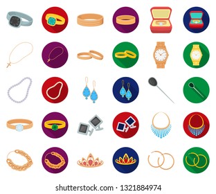 Jewelry and accessories cartoon,flat icons in set collection for design.Decoration vector symbol stock web illustration.