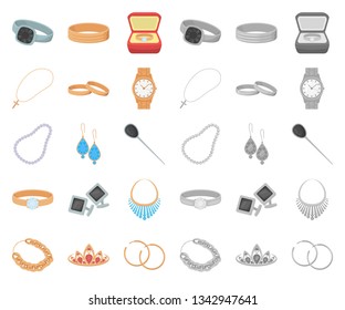 Jewelry and accessories cartoon,mono icons in set collection for design.Decoration vector symbol stock web illustration.