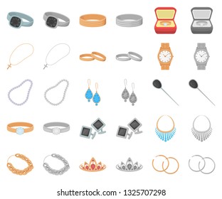 Jewelry and accessories cartoon,monochrom icons in set collection for design.Decoration vector symbol stock web illustration.