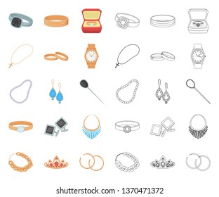 Jewelry and accessories cartoon,outline icons in set collection for design.Decoration vector symbol stock web illustration.