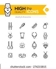 Jewelry and Accessories line icons series