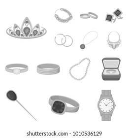 Jewelry and accessories monochrome icons in set collection for design.Decoration vector symbol stock web illustration.