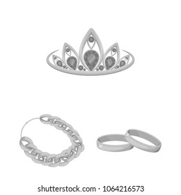 Jewelry and accessories monochrome icons in set collection for design.Decoration vector symbol stock web illustration.