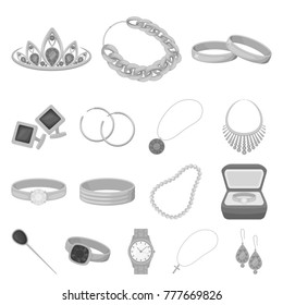 Jewelry and accessories monochrome icons in set collection for design.Decoration vector symbol stock web illustration.