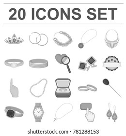 Jewelry and accessories monochrome icons in set collection for design.Decoration vector symbol stock web illustration.