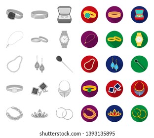 Jewelry and accessories mono,flat icons in set collection for design.Decoration vector symbol stock web illustration.