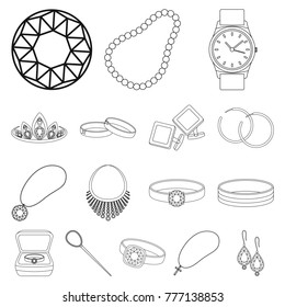 Jewelry and accessories outline icons in set collection for design.Decoration vector symbol stock web illustration.