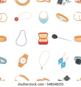 Jewelry and accessories pattern icons in cartoon style. Big collection of jewelry and accessories vector symbol stock illustration