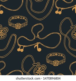 jewelry accessories seamless fashion pattern hand drawn