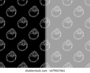 jewelry accessories seamless fashion pattern hand drawn black and grey
