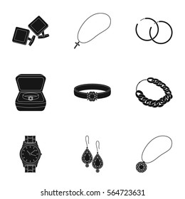 Jewelry and accessories set icons in black style. Big collection of jewelry and accessories vector symbol stock illustration