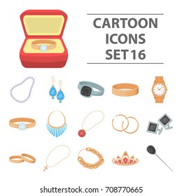 Jewelry and accessories set icons in cartoon style. Big collection of jewelry and accessories vector symbol stock illustration