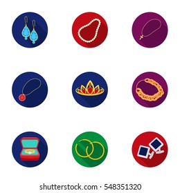 Jewelry and accessories set icons in flat style. Big collection of jewelry and accessories vector symbol stock illustration