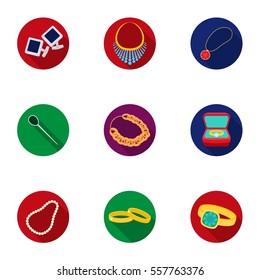 Jewelry and accessories set icons in flat style. Big collection of jewelry and accessories vector symbol stock illustration