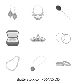 Jewelry and accessories set icons in monochrome style. Big collection of jewelry and accessories vector symbol stock illustration