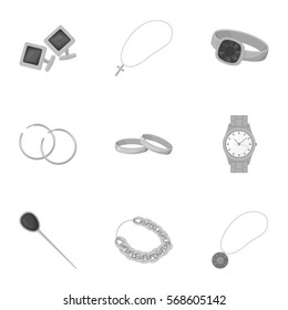 Jewelry and accessories set icons in monochrome style. Big collection of jewelry and accessories vector symbol stock illustration