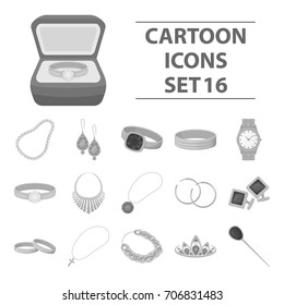 Jewelry and accessories set icons in monochrome style. Big collection of jewelry and accessories vector symbol stock illustration