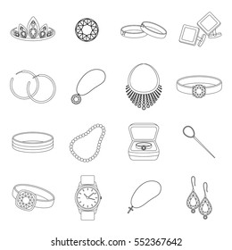 Jewelry and accessories set icons in outline style. Big collection of jewelry and accessories vector symbol stock illustration