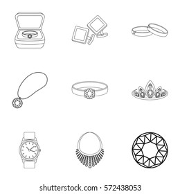 Jewelry and accessories set icons in outline style. Big collection of jewelry and accessories vector symbol stock illustration