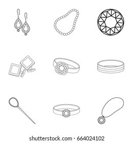 Jewelry and accessories set icons in outline style. Big collection of jewelry and accessories vector symbol stock illustration