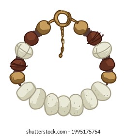 Jewelry and adornment for safari apparel, isolated bracelet or necklace made of natural materials. Stones and beads bijouterie. Glamorous craft decoration for women wrists. Vector in flat style