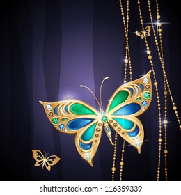 Jewelry background with butterflies