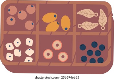 Jewelry beads kit box vector illustration