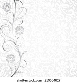 Jewelry border on white lace background. Invitation card