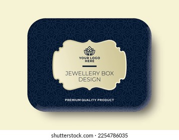 Jewelry box design necklace set packaging jewelry box design, diamond accessories carton illustration. Vector pattern for jewels - gold watches, ring box, silver necklaces packaging, premium luxury.