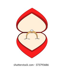 Jewelry box with engagement ring. Diamond ring in jewelry box. 