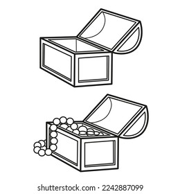 Jewelry box linear drawing for coloring book or icon