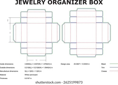 Jewelry Box Packaging Die Cut Template Vector Illustration Design Layout