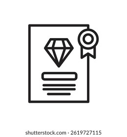 Jewelry Certificate Outline Icon Vector Illustration