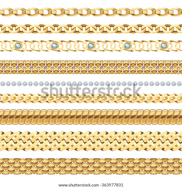 Jewelry Chains Realistic Set Gold Pearl Stock Vector (Royalty Free ...