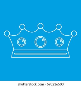 Jewelry crown icon blue outline style isolated vector illustration. Thin line sign