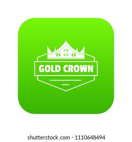 Jewelry crown icon green vector isolated on white background