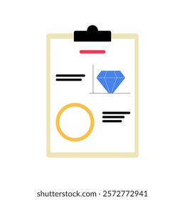 Jewelry Design Sketch With Gemstones And Circle In Flat Vector Illustration Symbolizing Jewelry Planning And Creativity, Isolated On White Background.