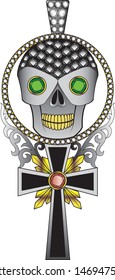 Jewelry Design Skull Cross Pendant. 