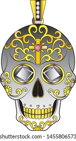 Jewelry Design Sugar Skull Pendant Day of the dead. 