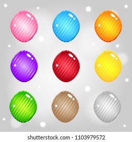 Jewelry Diamond Incline Block Puzzle Colorful match 3 button style candy glossy. 2d asset for user interface GUI in mobile application