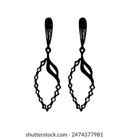 Jewelry in doodle style.Earrings on isolated background.Vector.