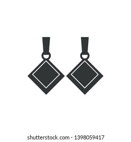 Jewelry  earrings of gems. Vector flat icon of luxury bijou ear pendants. Design element for jeweler shop - Vector 