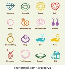 jewelry elements, vector infographic icons
