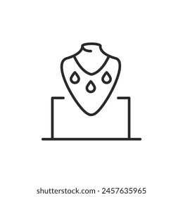 Jewelry exhibit icon. A simple and elegant icon representing a necklace display, perfect for jewelry stores, fashion apps, and museum exhibits. Vector illustration