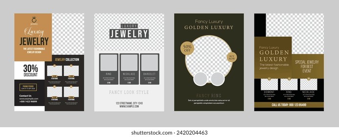 jewelry flyer design layout with brochure cover poster leaflet design template 