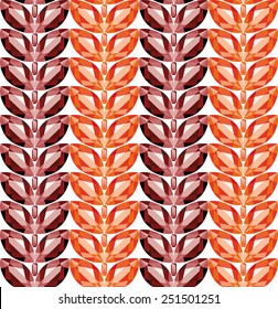 Jewelry garnet and fire opal pattern chocolate brown and orange leaves on a white background. Seamless texture, vector